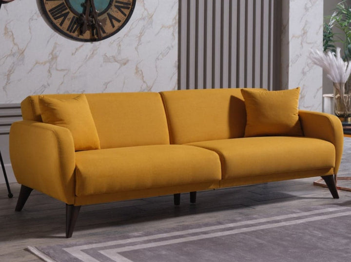 Versatile light yellow Functional Sofa In A Box featuring a convenient sleeper function for added comfort.