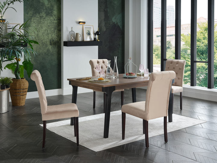 Timeless design of the James Dining Chair, with button tufting and a tall back for an upscale look.