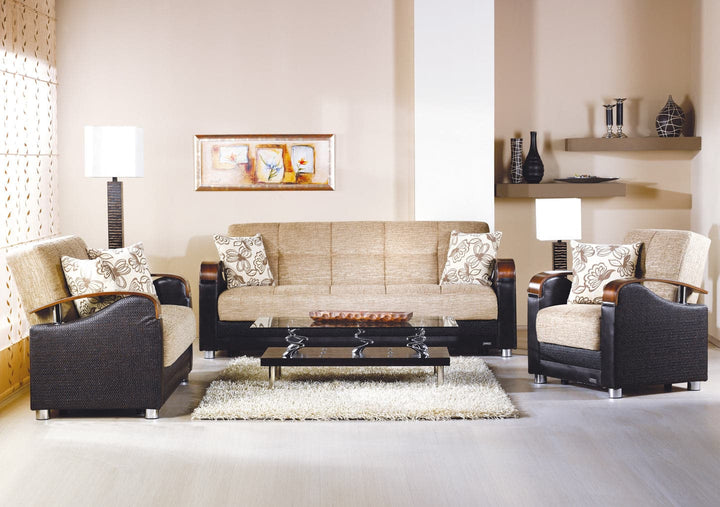 Luna Collection sofa, combining luxe leatherette with a modern design for any living space.