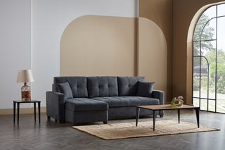 Mocca Sectional with chic design and sponge filling, providing a comfortable queen-sized bed feature for overnight guests.