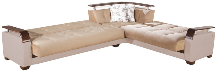 Hidden Storage Beneath Seats in Natural Sectional Sofa