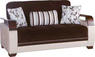 Chic living room set from the Natural Collection. Velvety upholstery, chrome accents, and practical storage make this suite both stylish and functional.