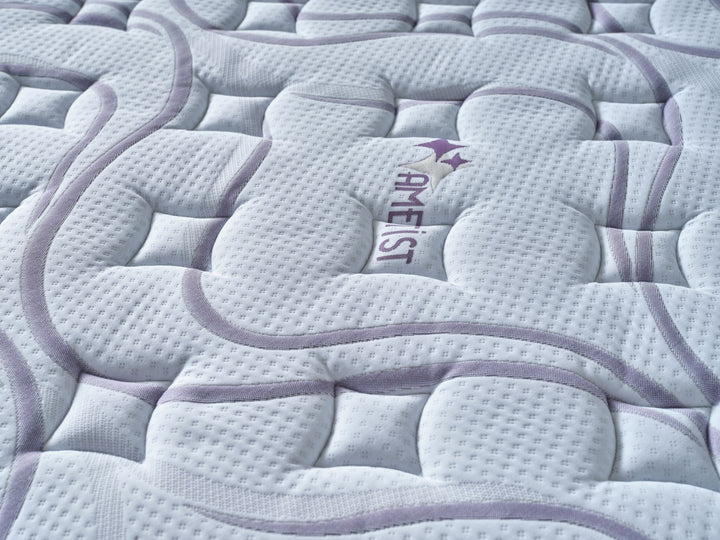 The Reliever Mattress utilizes amethyst stone to eliminate static electricity, ensuring an uninterrupted night's sleep with advanced airflow and body-contouring support.