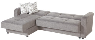 Vision sectional upholstered in soft polyester fabric with button-tufting